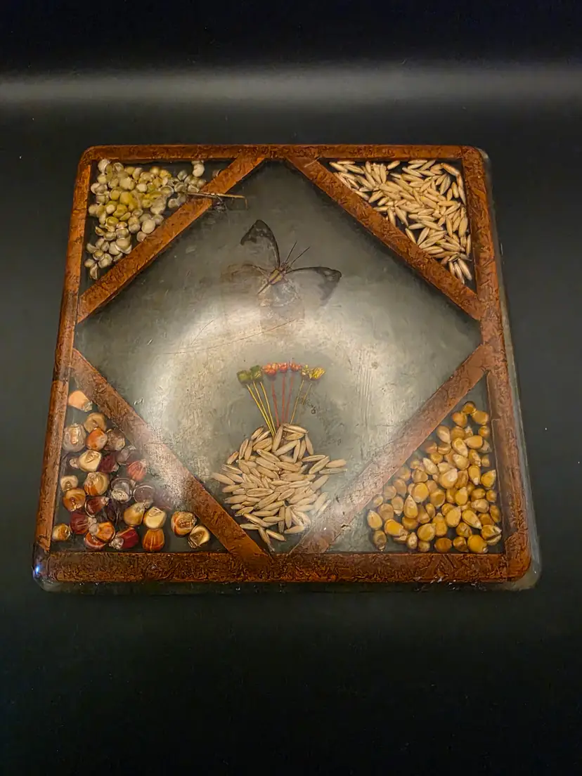 Vintage 70s Trivet w/ butterfly