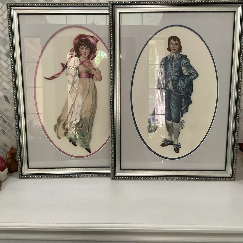 🎉Pinkie Girl & Blue Boy Cross-stitch Framed Set