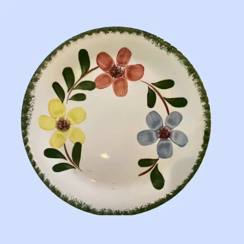 #453- Vintage Pottery Plate 
Brunswick Pattern 
Blue Ridge Southern Pottery
American Folk Art