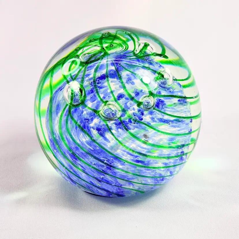 Green And Blue Swirl Paperweight