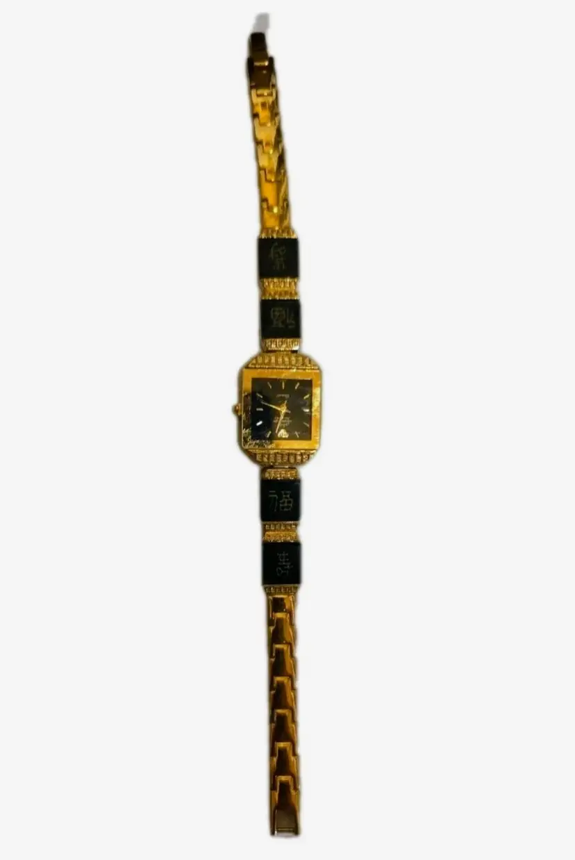 Vintage Jules Jurgensen Black Jade Ladies Quartz Watch 7.75" 19mm w/Box WORKS!