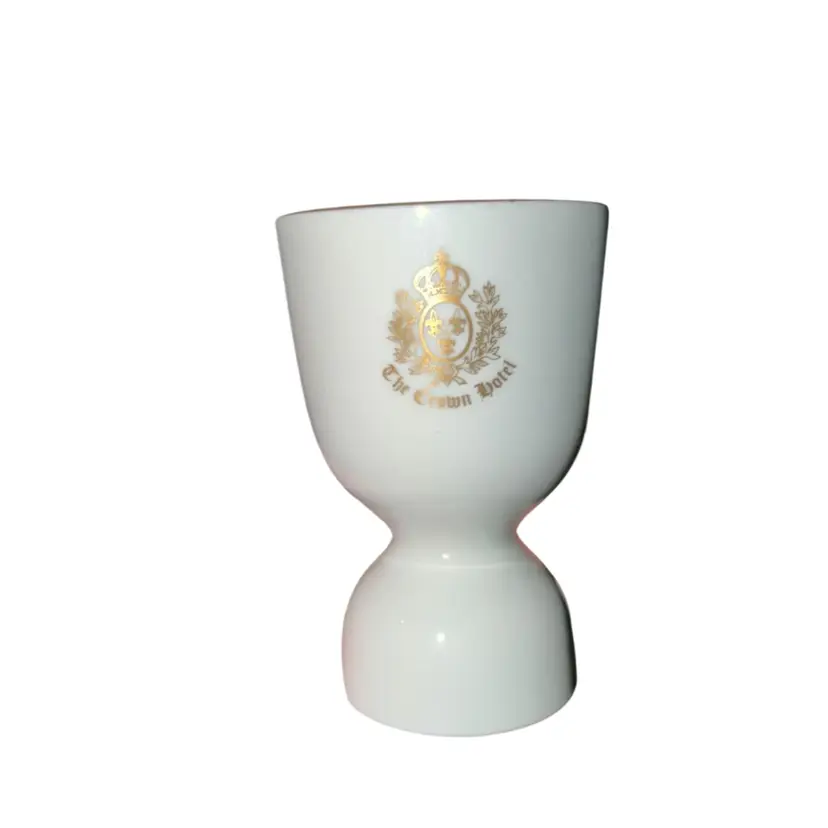 #01 - Vintage The Crown Hotel Crested Porcelain Pedestal Egg Cup England?