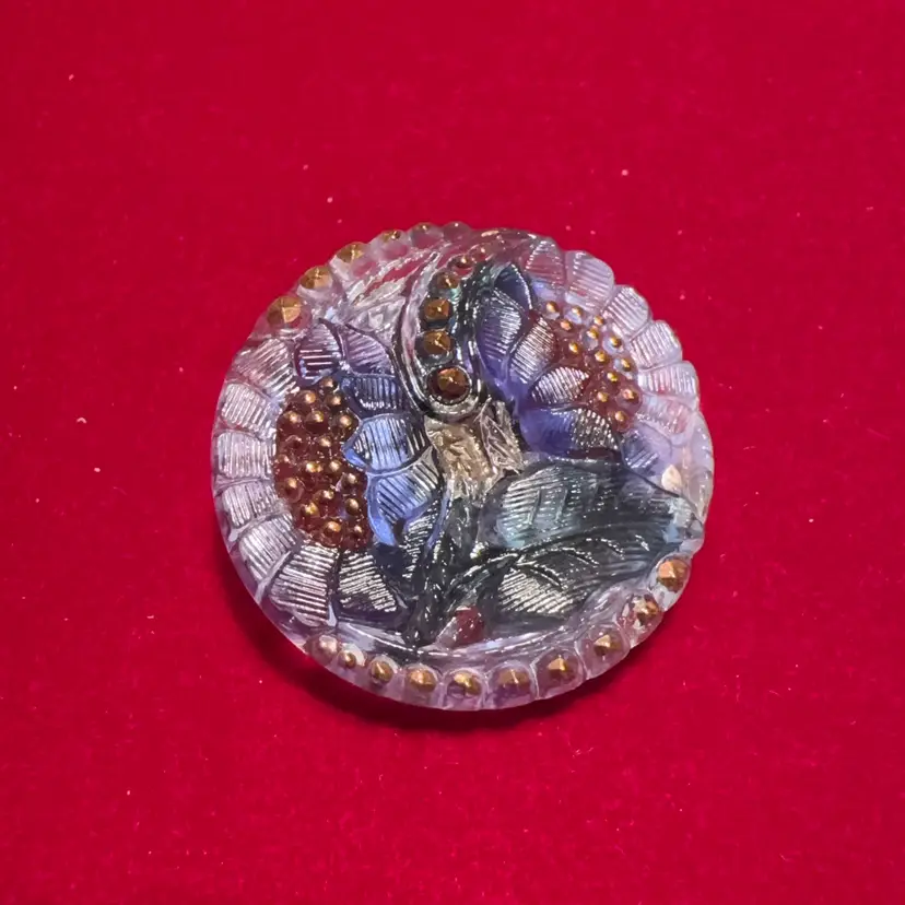 Czechoslovakian Iridescent Button 1” Antique