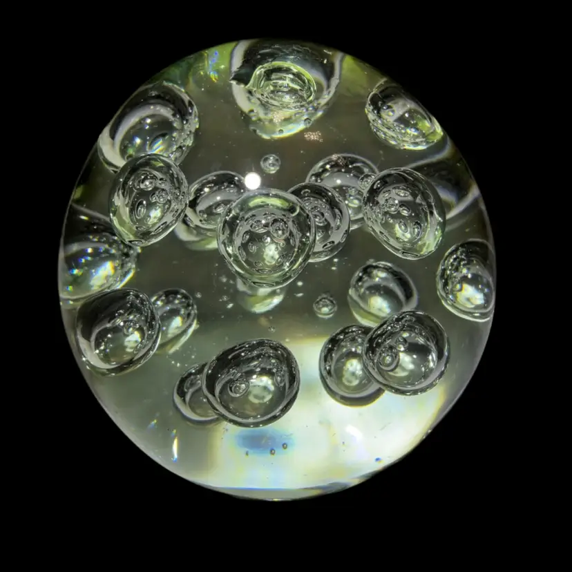VTG Clear Controlled Bubbles Art Glass Paperweight Orb