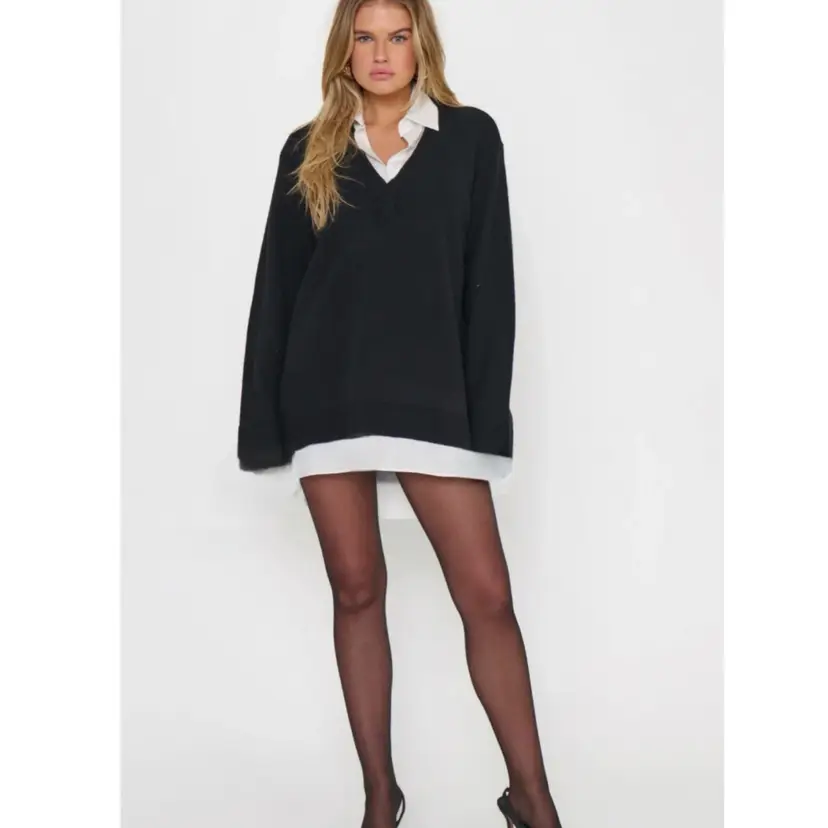 Black & White Layered- Look Sweater