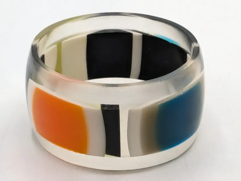 Chunky Multi-Color Resin Bangle Bracelet NWOT