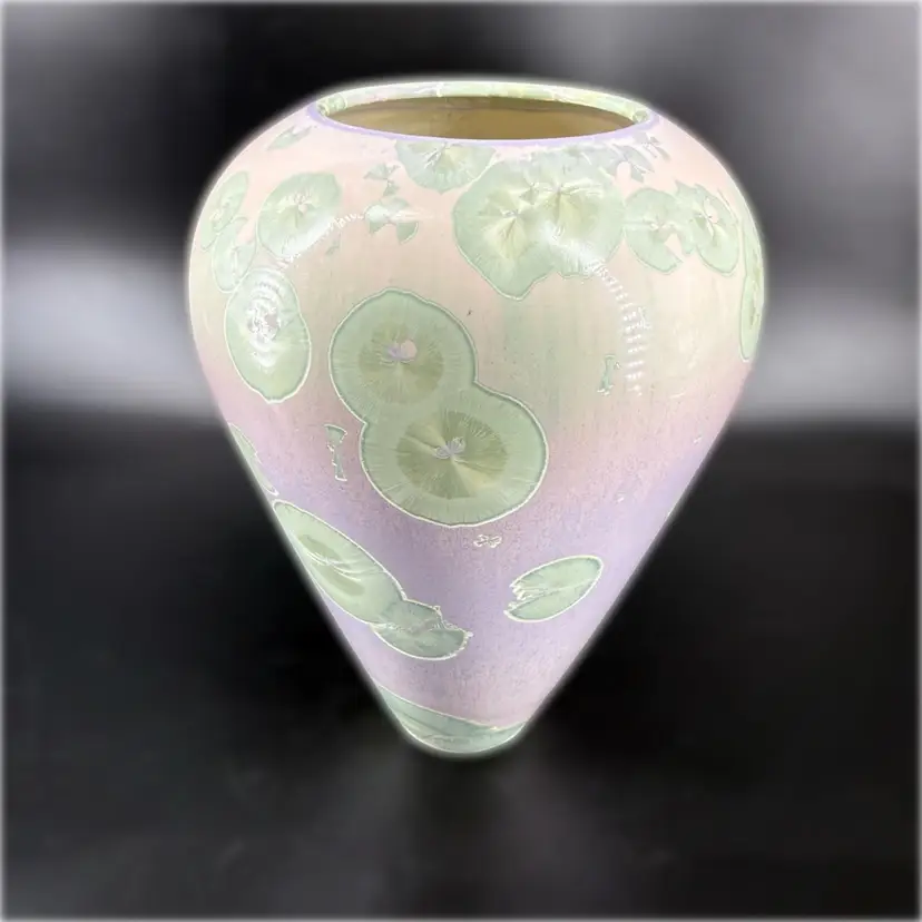 Tim Marcotte Purple Green Crystalline Pottery Vase Signed