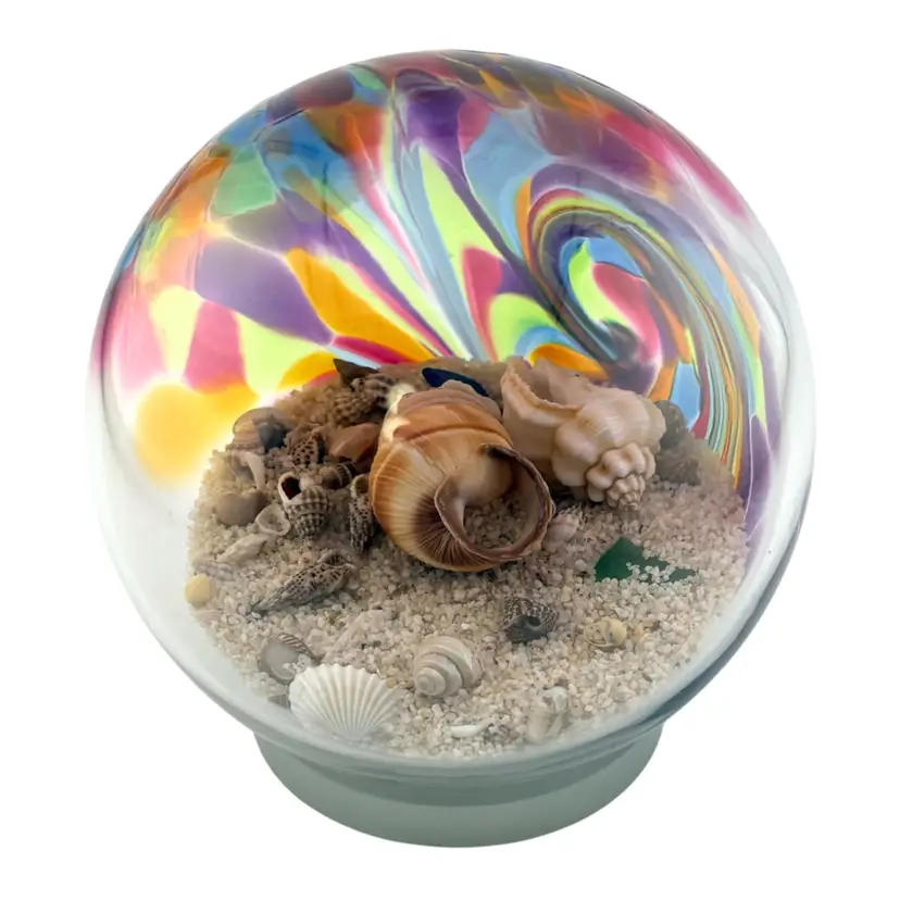 Vintage Glass Eye Studios  Beach Iridescent Paperweight 4” Tall x 3.5” Wide