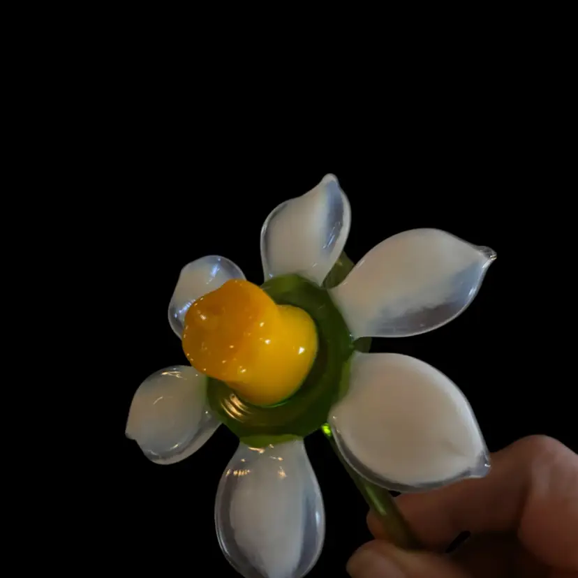 #69- Just In From Ukraine 9 Inch Hand Blown Glass Flowers As Pictured