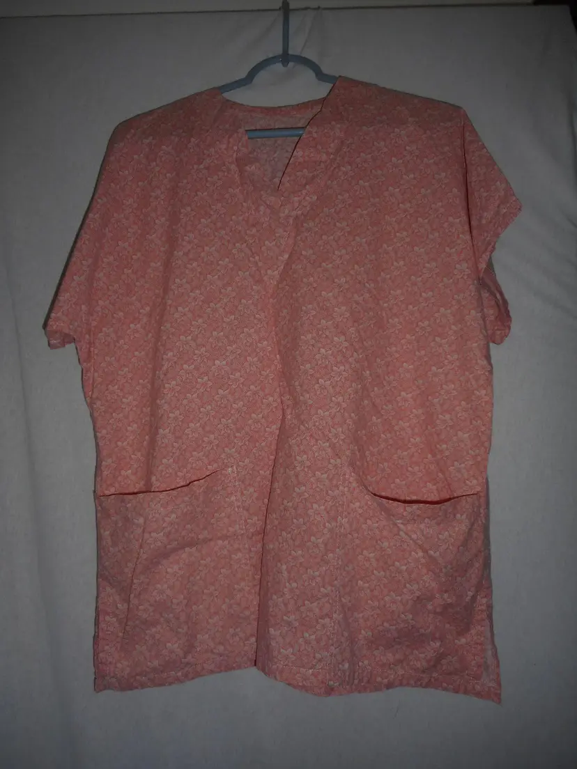 Orange white Floral Scrub Top Medical Uniform
