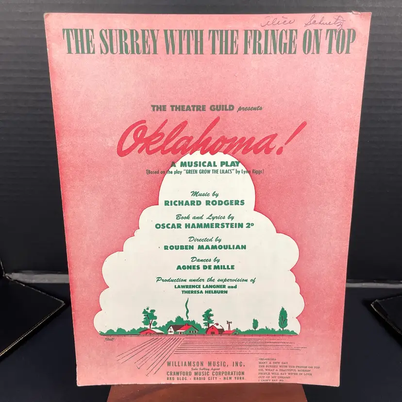 Oklahoma! Rodgers & Hammerstein 1943 "The Surrey With The Fringe On Top" Piano & Strings Sheet Music