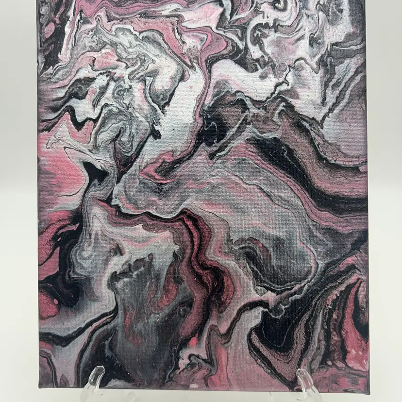 🌹Abstract Painting, Using Pinks, Blacks, And Silver Made By Me!