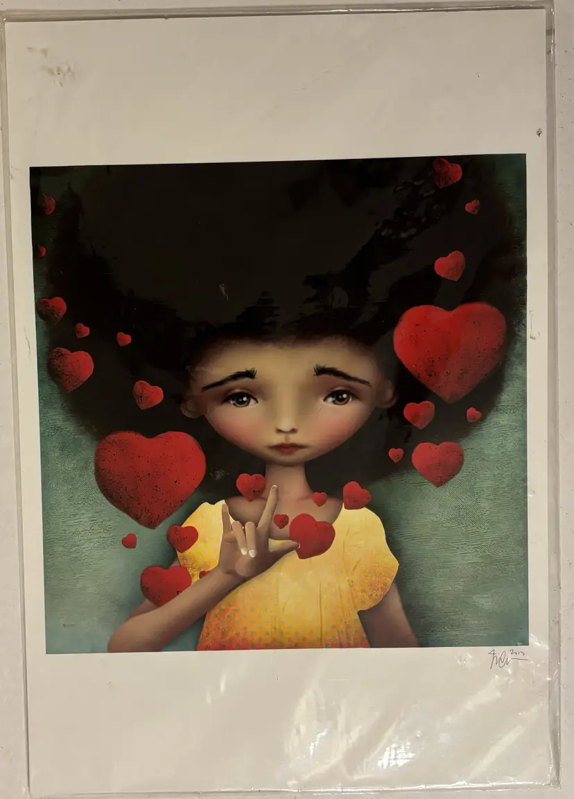 Whimsical Pop-Lowbrow Von Braun Heartfelt Girl Art Print Signed 2013 New