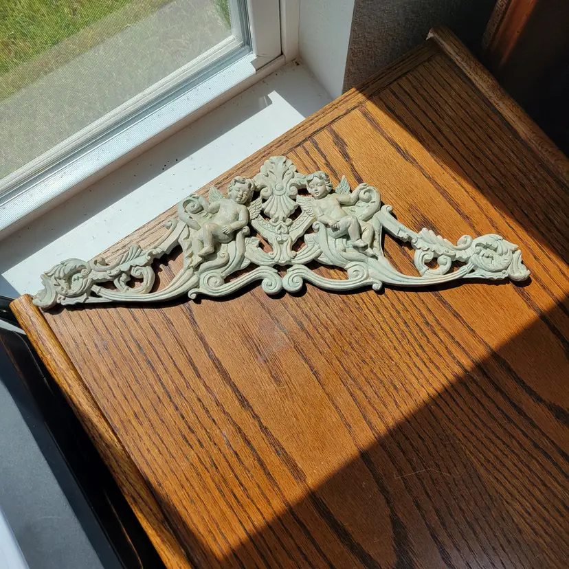 Mid 20th Century Architecture Pediment French Rococo Cherub Angel Wall Hanging