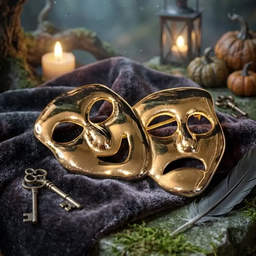 Comedy And Tragedy Theater Mask Brooch