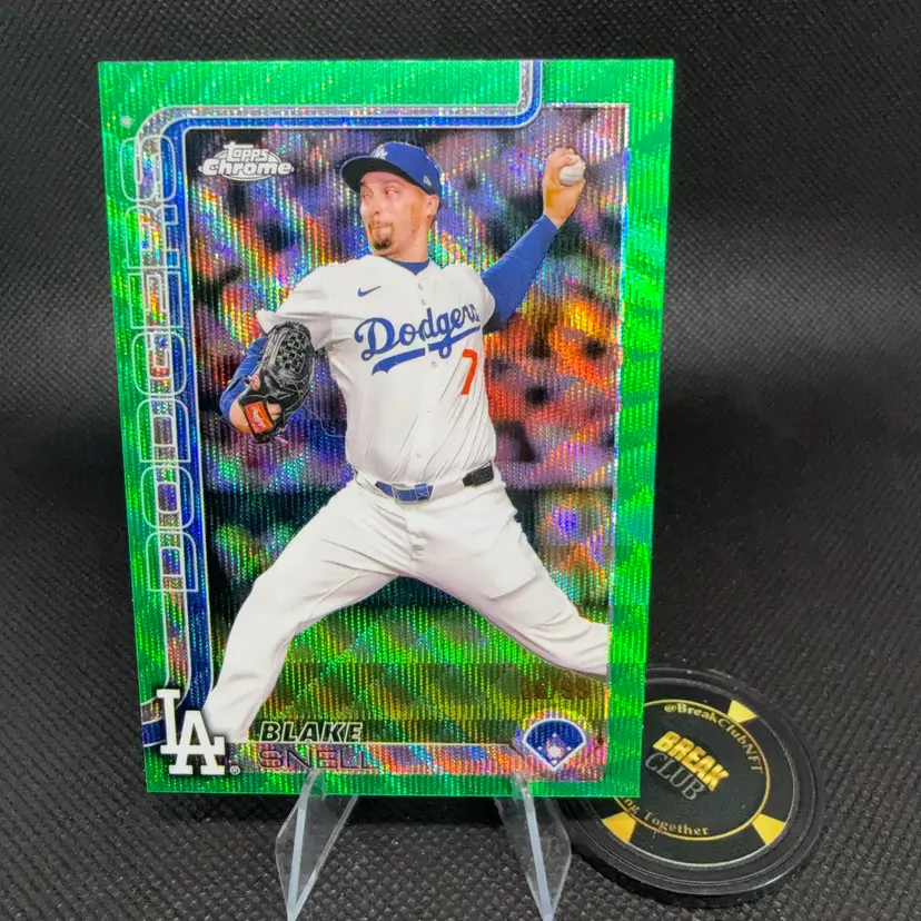 Blake Snell 2025 Topps Chrome Green Wave Refractor /99 Dodgers Feebay 1/1 - 66/99 Nice