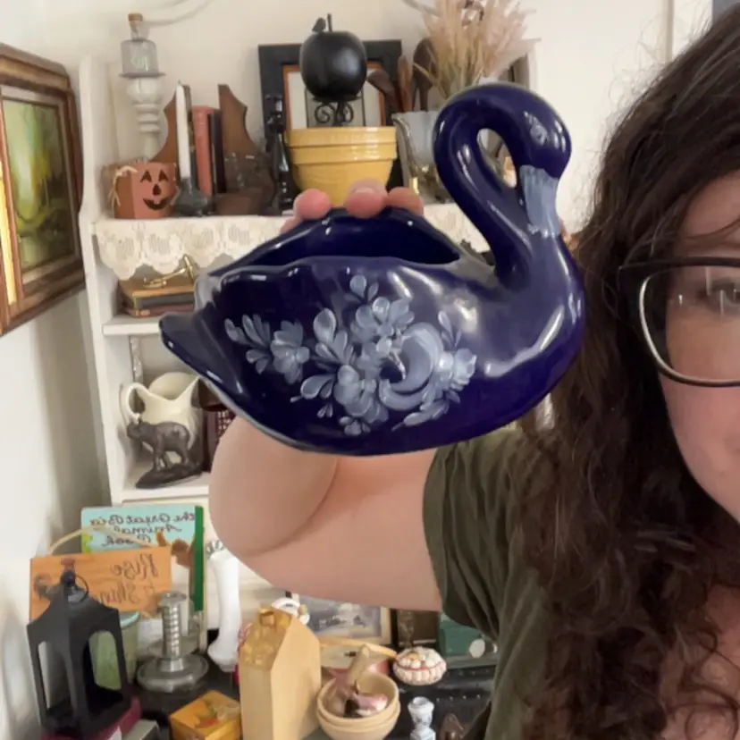 Blue Ceramic Swan