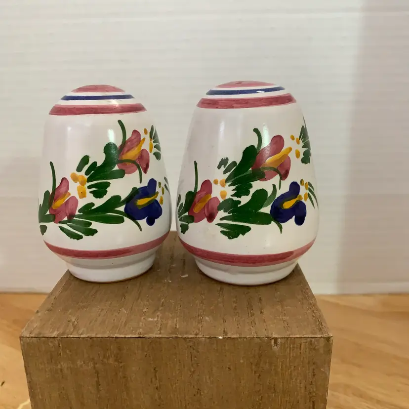 Floral Salt And Pepper Shake Set Made In Cypress