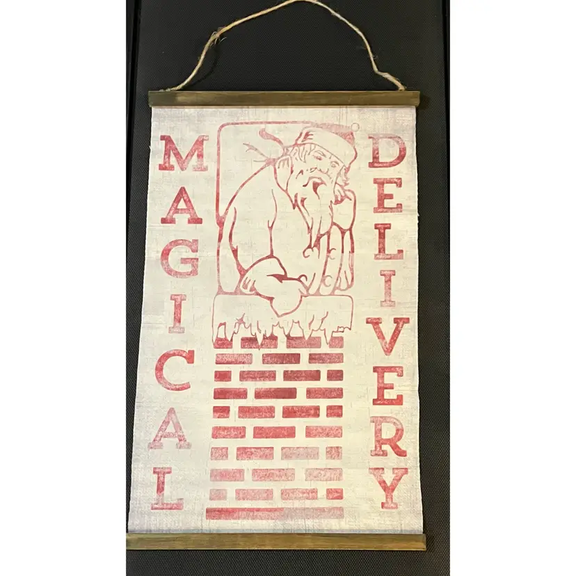Ragon House “Magical Delivery” Santa/Chimney Fabric Wall Hanging Christmas Decor