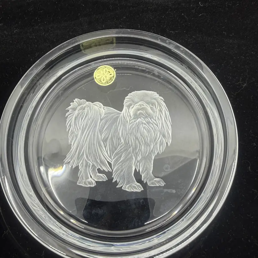 Vintage 70-80’ Hoya Crystal Intaglio Perkingese Trinket Dish