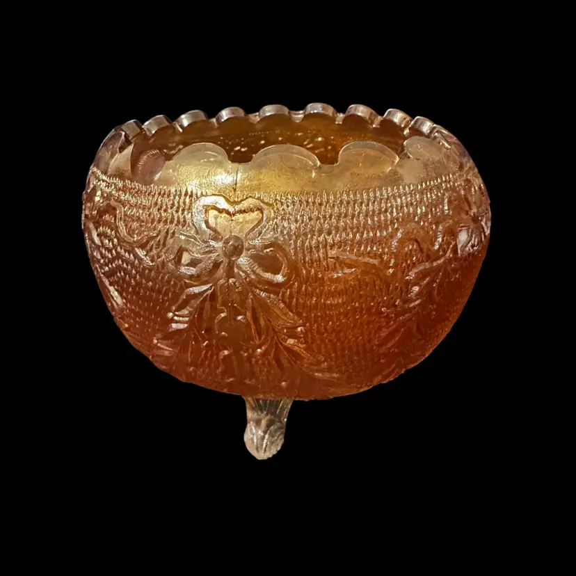 004 Fenton Garland And Bows Carnival Glass Bowl