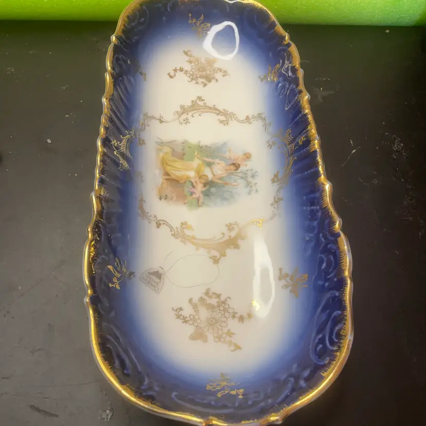 Gorgeous Victorian Painted 12” Long Celery Bowl From European Fleamarket