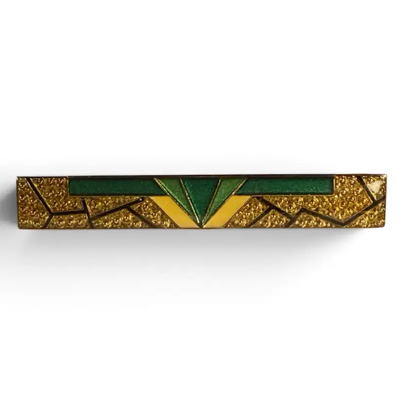 Vintage Pierre Bex Style Art Deco Enamel Bar Pin Brooch Made in Taiwan