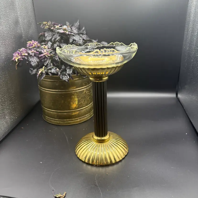 🐞Vtg Bombay Company Brass Pillar Candle Holder 8"x5"