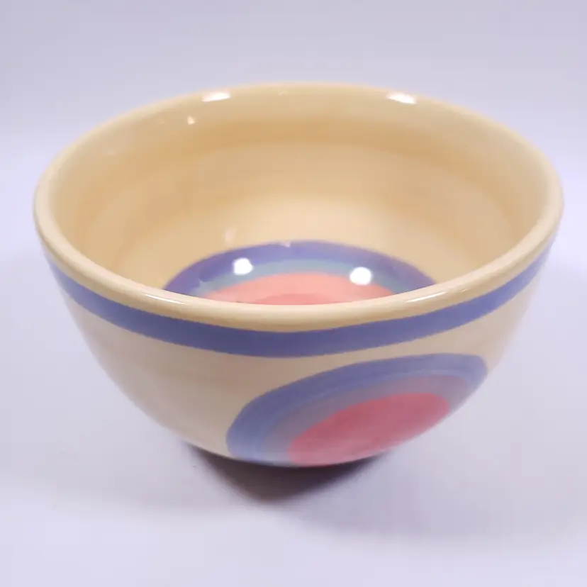 SIGNED Gail Pittman 2004 Pottery Creation Orange Dots Southern 6" SERVING BOWL