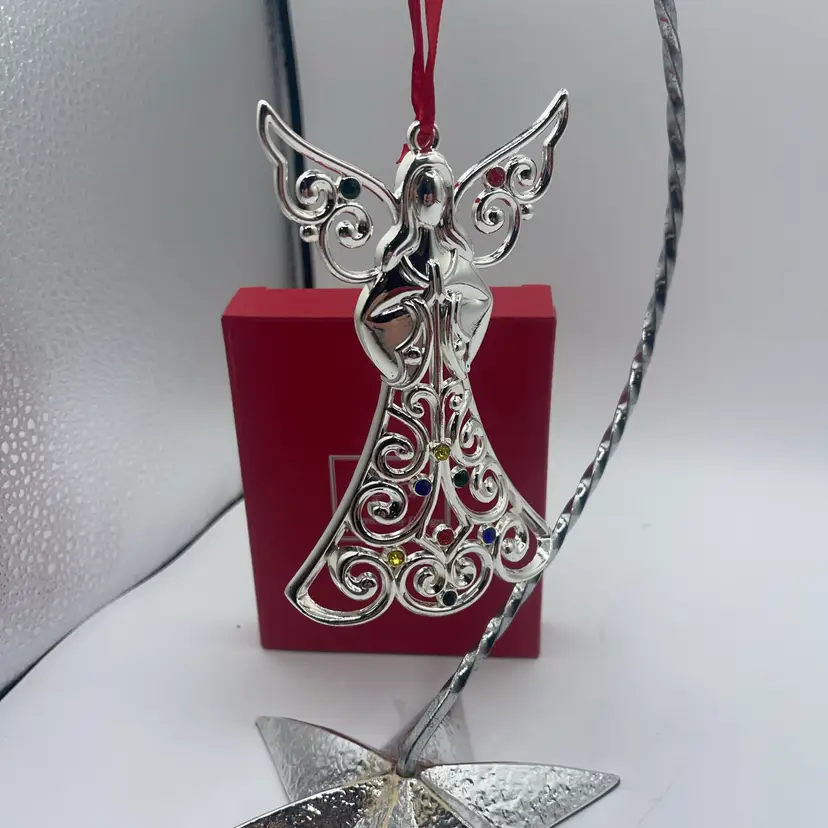 Lenox Sparkle And Scroll Angel Ornament With Jewels