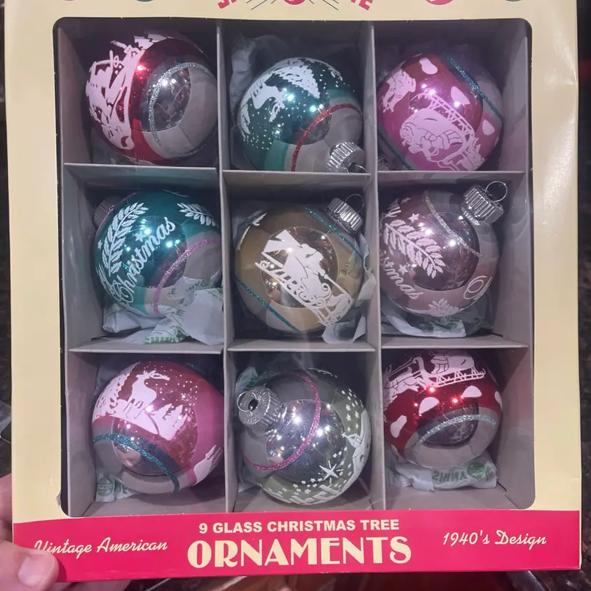 Christopher Radko SHINY BRITE (9) Flocked Ornaments Vintage 2026