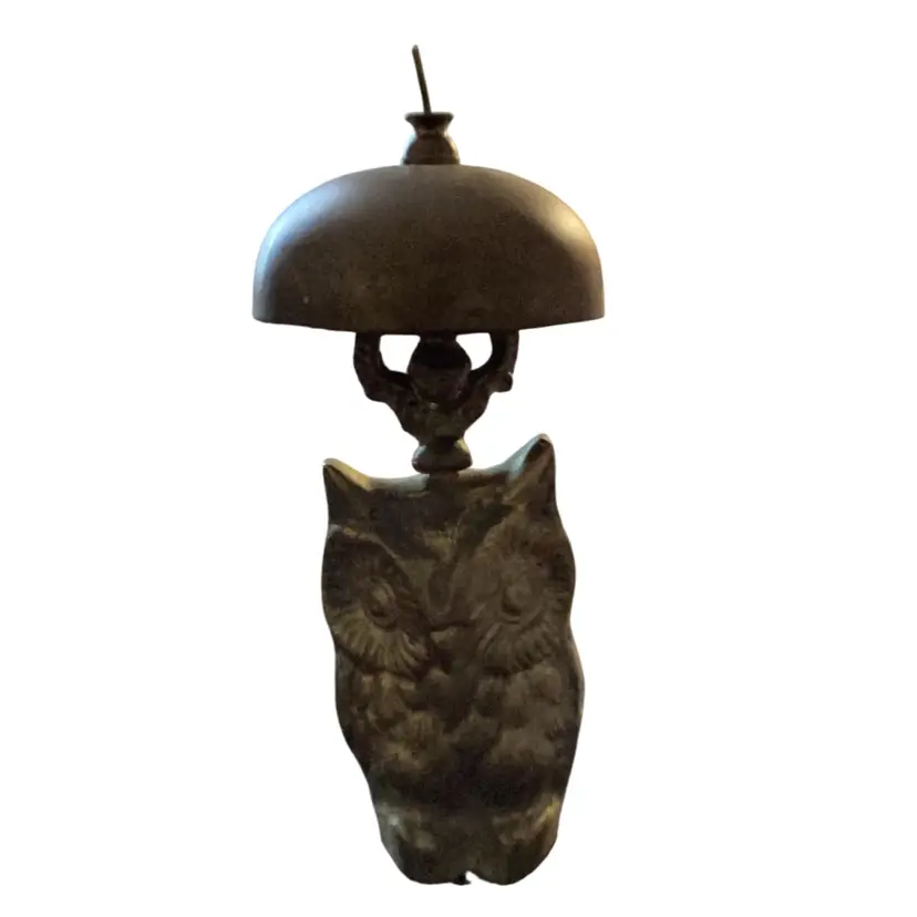 Vintage/Antique Brass Owl Desk, Counter Or Hotel Call Bell (missing Knob)