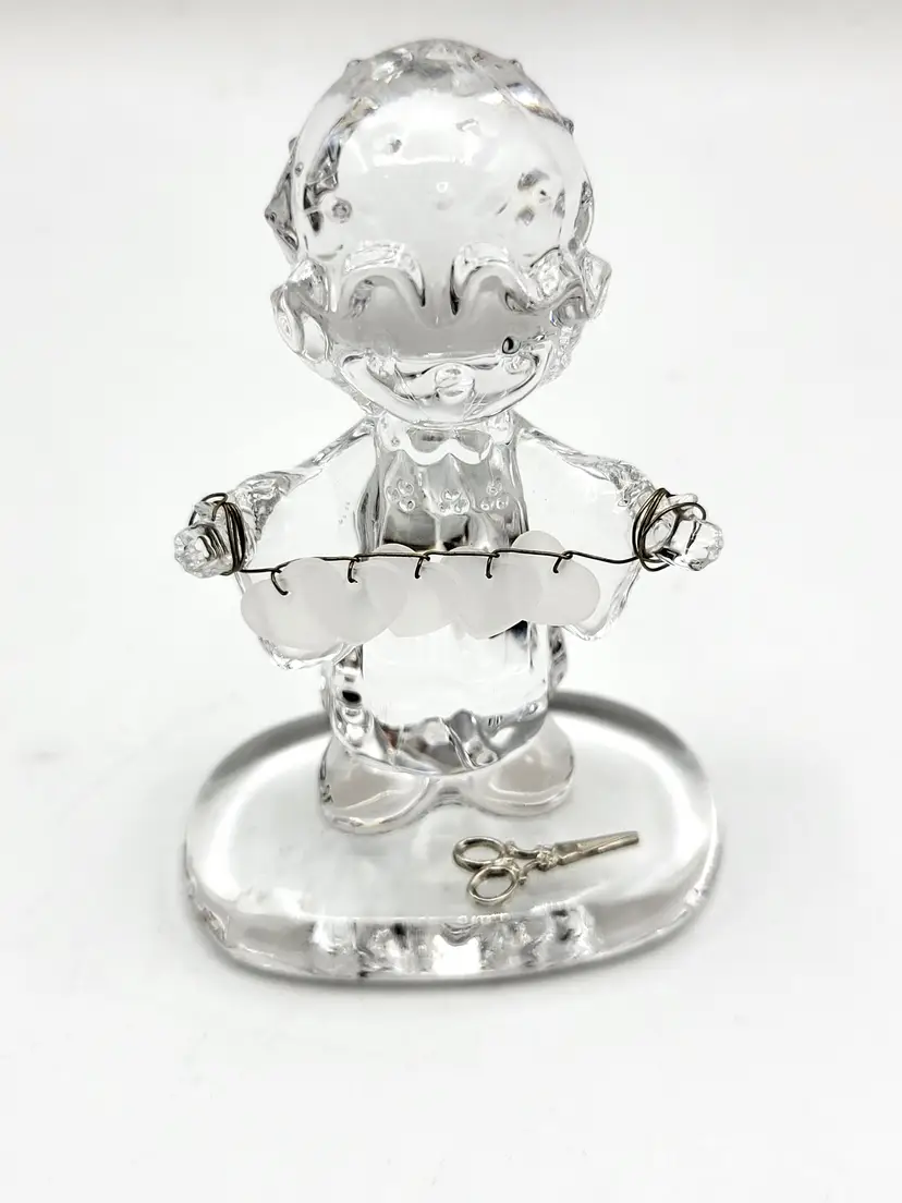 Precious Moments Ensco Figurines 24% Lead Crystal Germany Samuel J. Butcher 1990 You Have Touched So Many Hearts 4" Foot Base