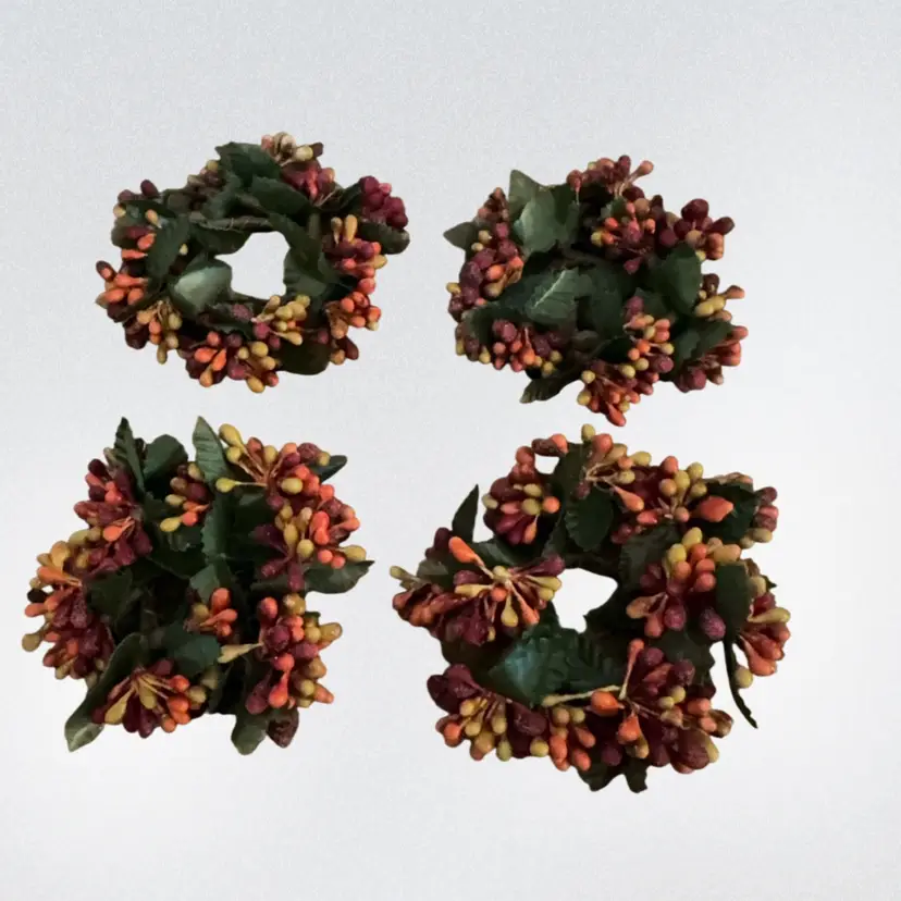 Set Of Four Mini Autumn Berry Candle Rings
