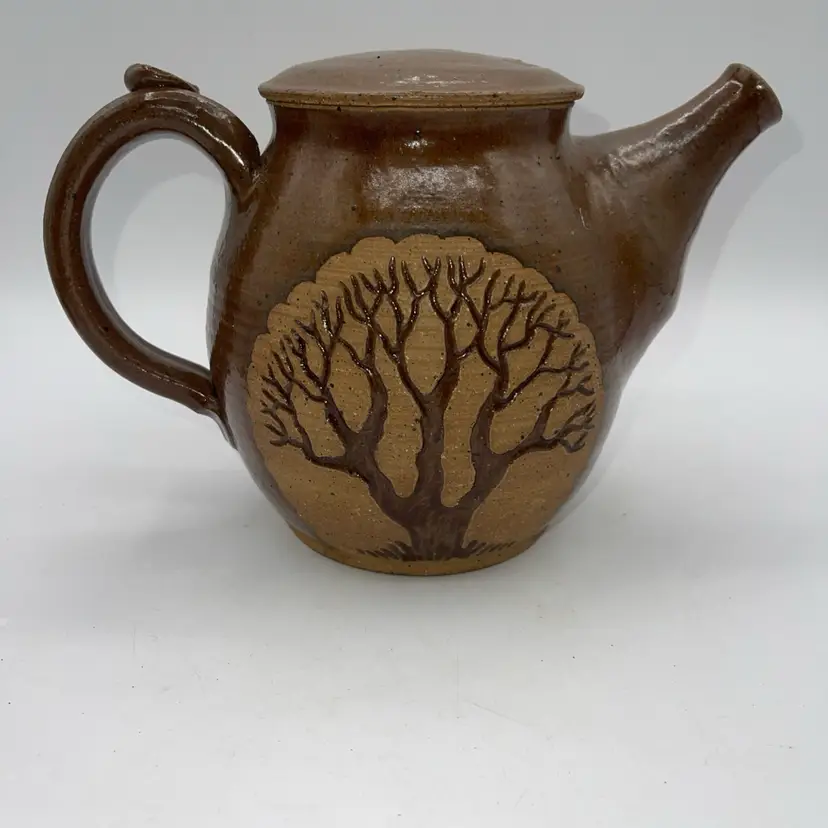 Handmade Pottery Teapot Tree Of Life Muskogee Oklahoma 1985 Parker