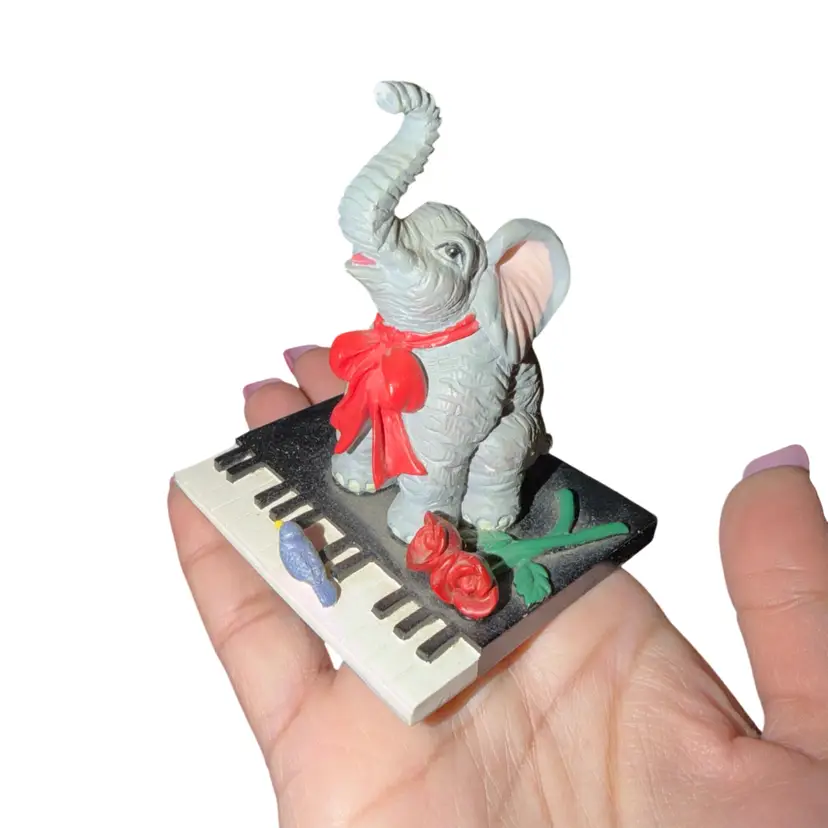 Elephant and Bird Piano Figurine