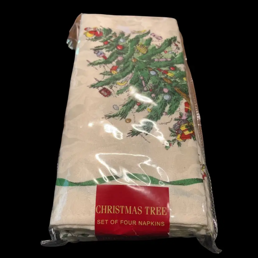 11. SPODE CHRISTMAS TREE ~ FABRIC NAPKINS ~ 20” x 20” ~ Set of 4 NIB