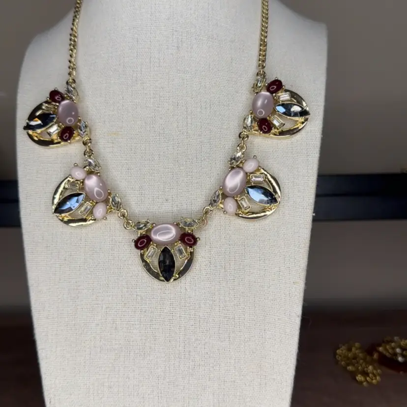 The Limited Pink Grey Rhinestone Necklace
