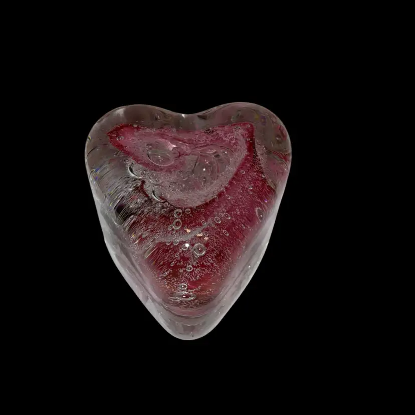 Rollin Karg Handblown Art Glass Heart Paperweight