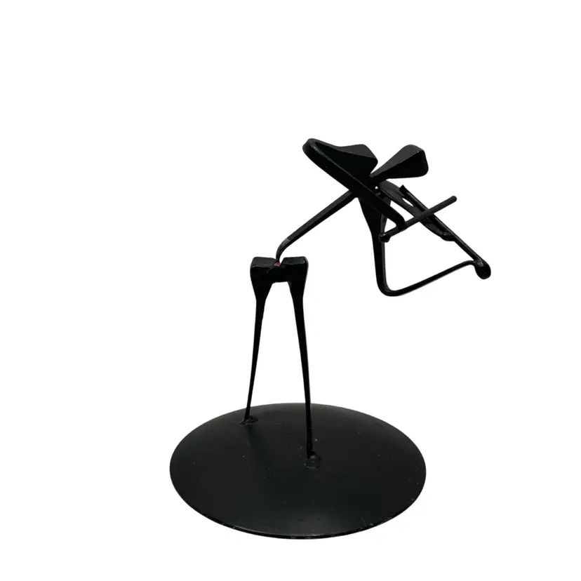Brutalist Metal Sculpture Playing Violin “Spike Art” | 4”