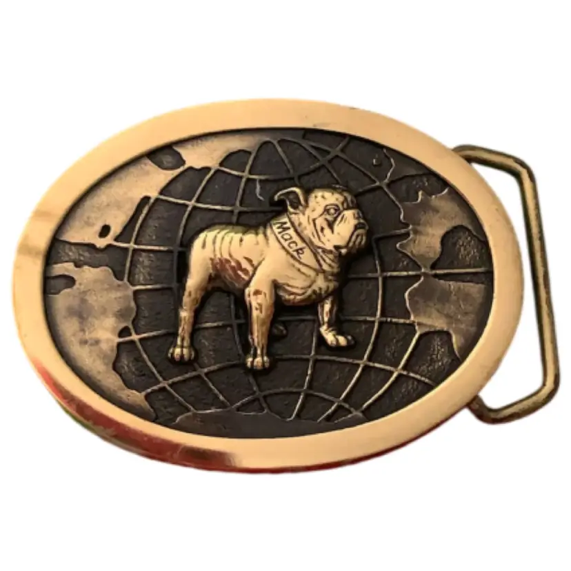 Vintage Mack Trucks Bulldog Brass Belt Buckle