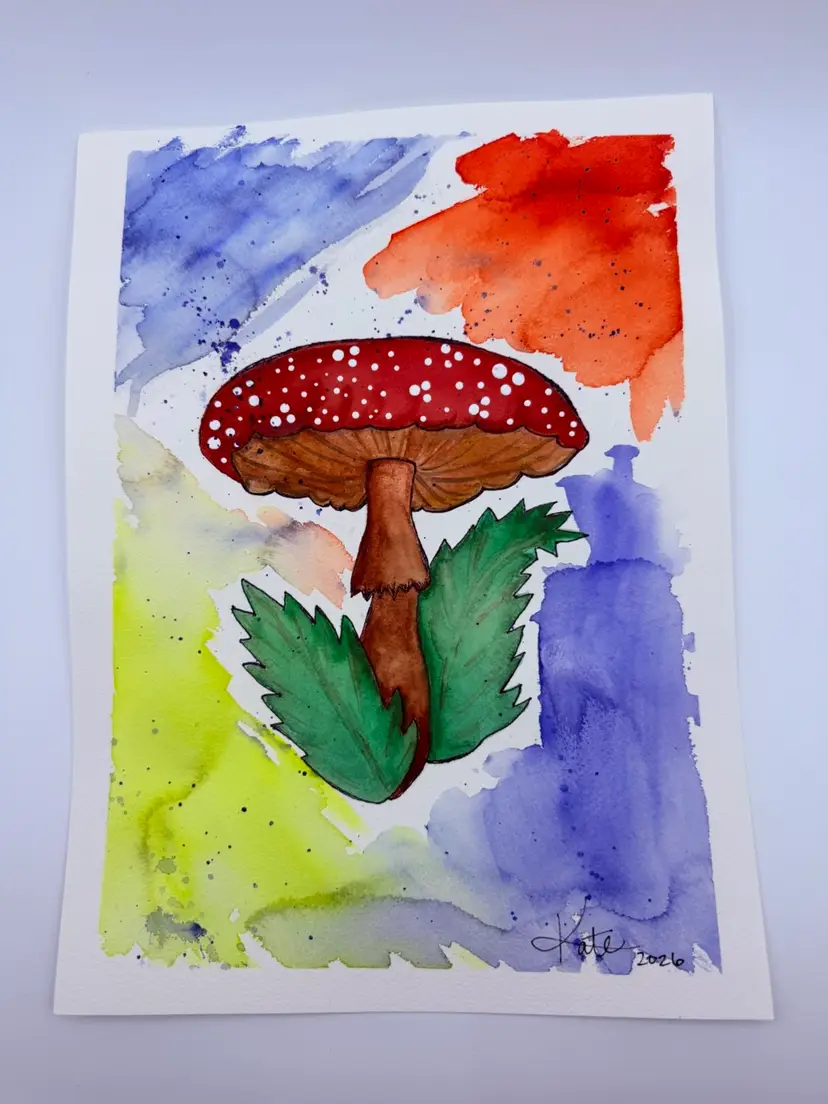 Painted by Me! Mushroom Watercolor Painting