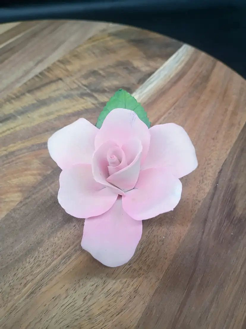Vintage Napoleon Capodimonte Italian Porcelain Pink Flower Rose Handmade