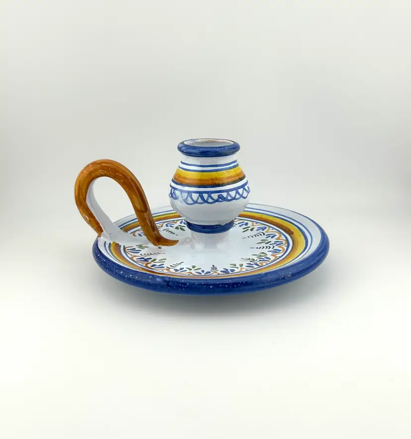 Vintage Spanish Talavera Pottery Candle Holder 6”x 5.5”x 3.5”