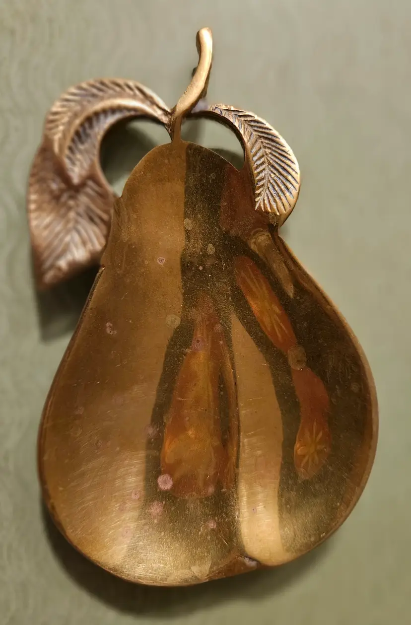 Vintage Brass Apple and Pear Trinket Dishes