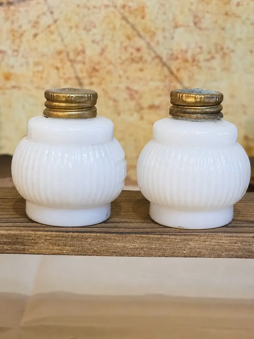 Vintage Milk Glass Salt & Pepper Shakers