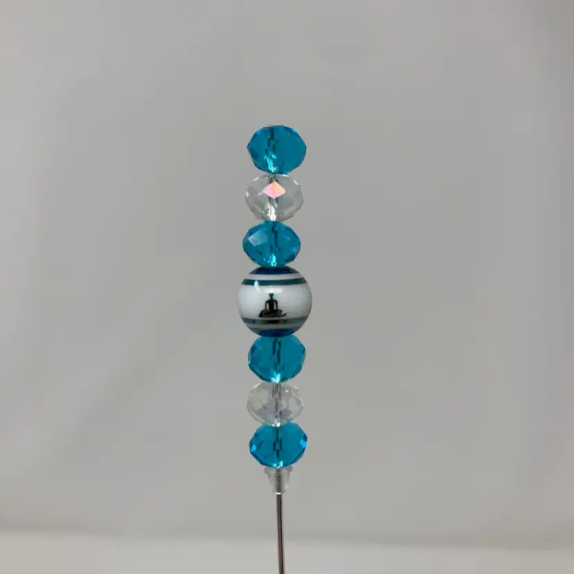6” Silver Tone Hat Pin! Made By Me! Vintage Beads Including Faceted Glass Beads!