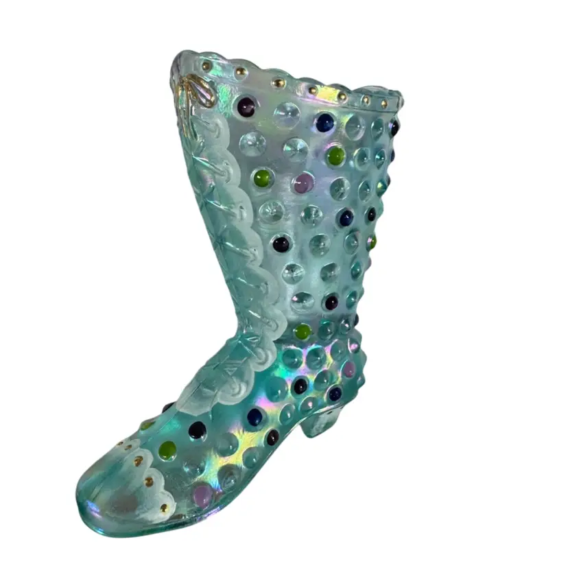 Fenton Blue/Teal Shoe With Dots