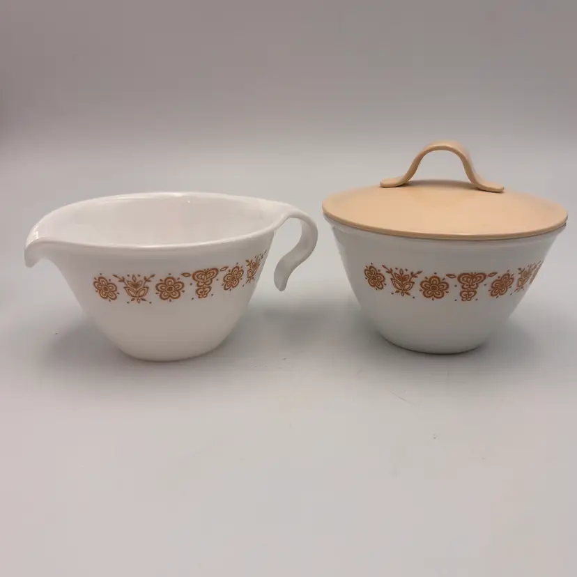 Vintage Corelle Corning Butterfly Gold Creamer and Sugar Bowl