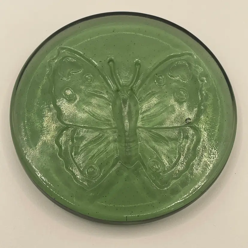 Green Pressed Glass Butterfly Paperweight